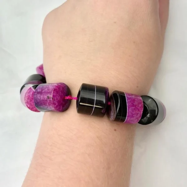 Dyed Agate Fuschia Barrel Shape Approx 18mm Beads Approx 21cm Strand - Image 4