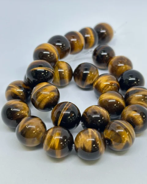 Tigers Eye Smooth Round Beads Approx 16mm 38cm Strand