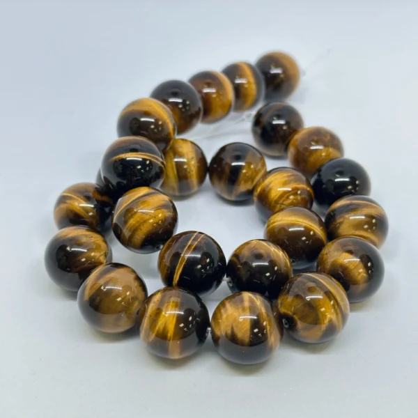 Tigers Eye Smooth Round Beads Approx 16mm 38cm Strand