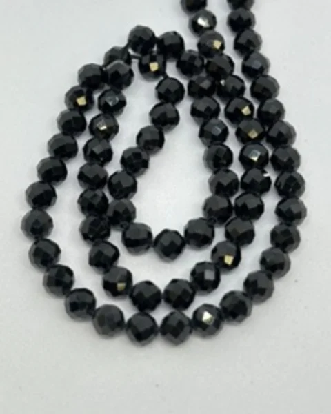 Black Spinel Faceted Round Beads Approx 4mm 38cm Strand