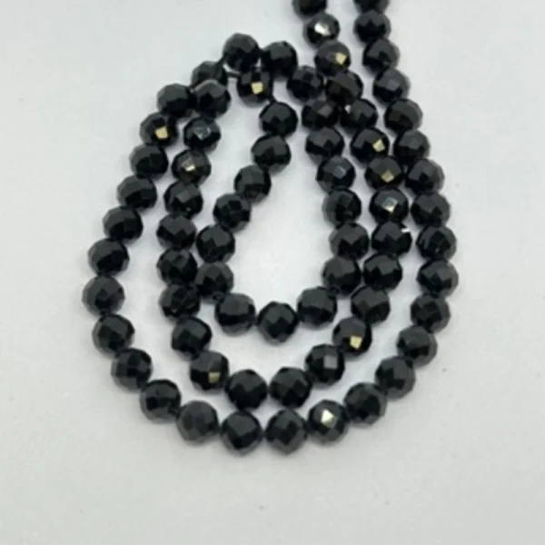 Black Spinel Faceted Round Beads Approx 4mm 38cm Strand