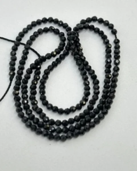 Black Spinel Faceted Round Beads Approx 2mm 38cm Strand
