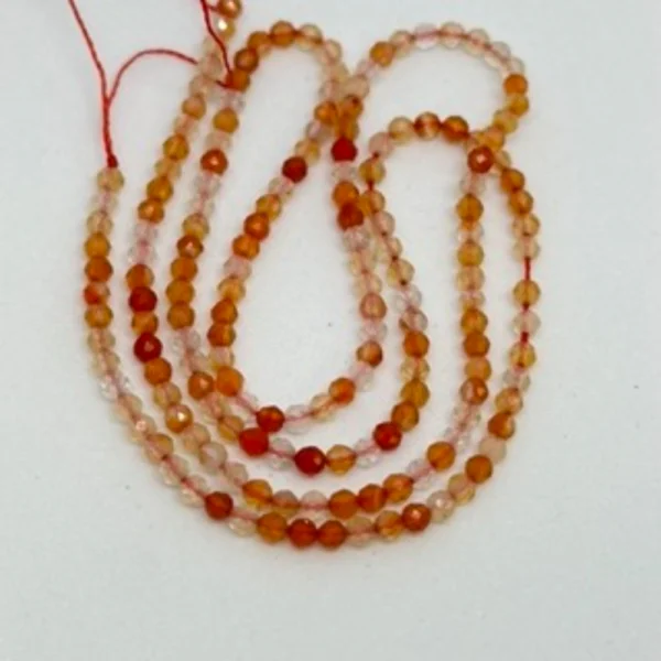 Carnelian Faceted Round Beads Approx 2mm 38cm Strand