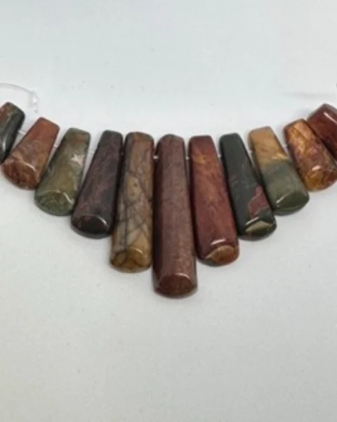 Picasso Jasper (dyed & reconstructed) Graduated Bar Beads  Approx 10x17mm - 10x39mm 11pc Set