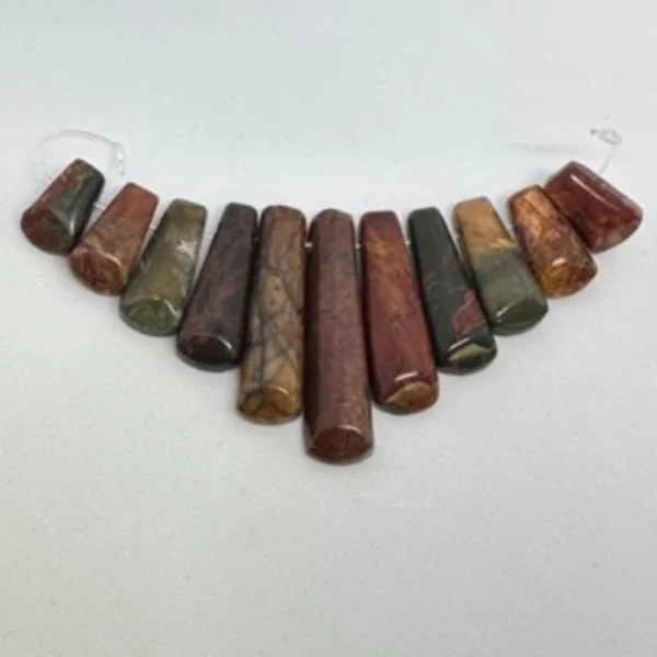 Picasso Jasper (dyed & reconstructed) Graduated Bar Beads  Approx 10x17mm - 10x39mm 11pc Set