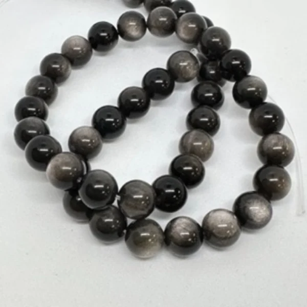 Silver Obsidian Double Eye Smooth Round Beads Approx 10mm 38cm Strand