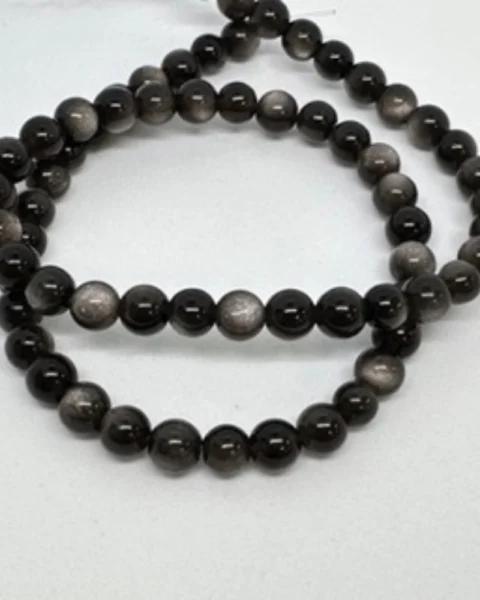 Silver Obsidian Double Eye Smooth Round Beads Approx 8mm 38cm Strand