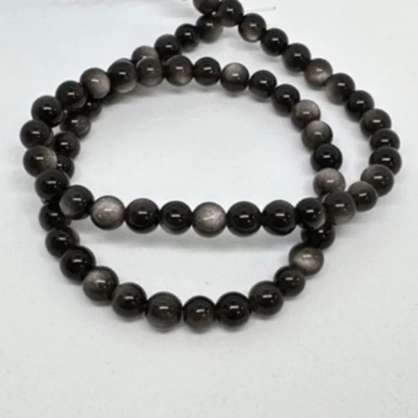 Silver Obsidian Double Eye Smooth Round Beads Approx 8mm 38cm Strand
