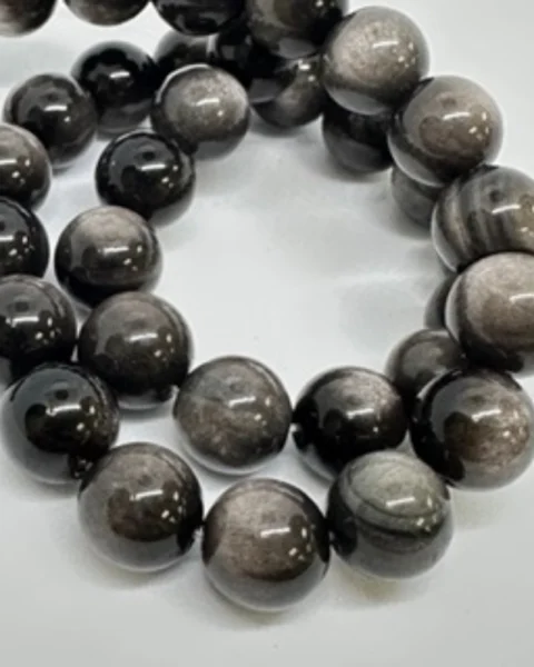 Silver Obsidian Double Eye Smooth Round Beads Approx 6mm 38cm Strand