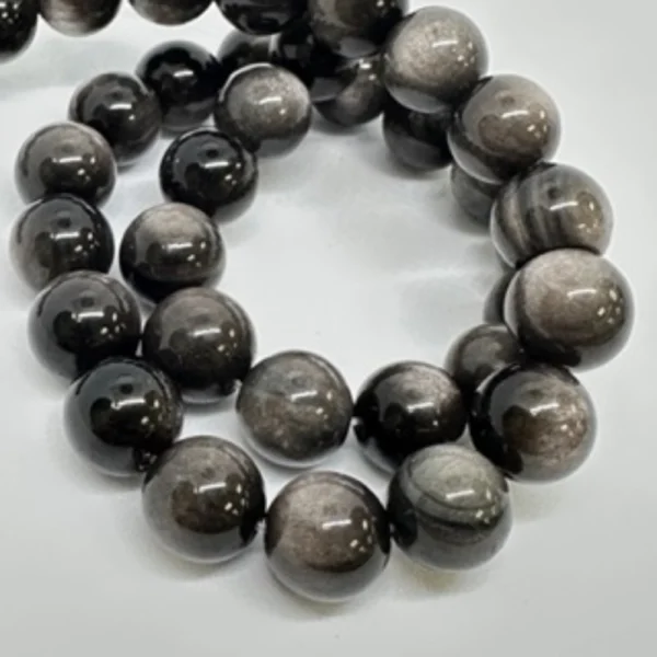 Silver Obsidian Double Eye Smooth Round Beads Approx 12mm 38cm Strand