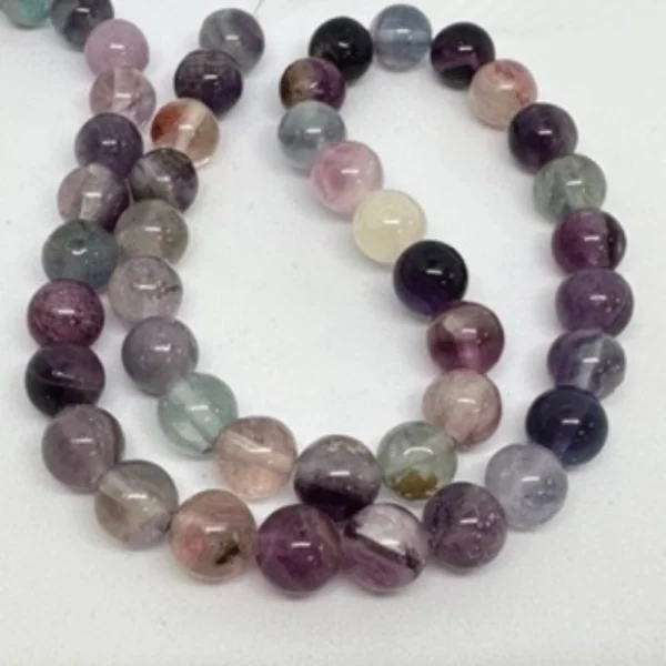 Feather Fluorite Smooth Round Beads Approx 8mm 38cm Strand