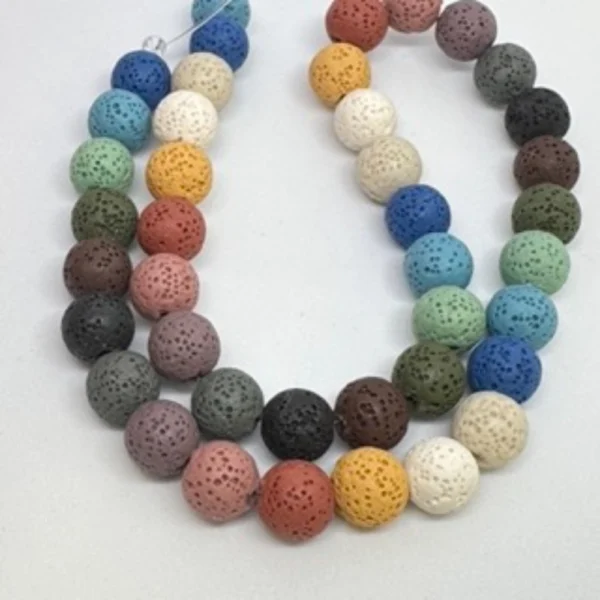 Multi Colour (dyed) Lava Rock Smooth Round Beads Approx 10mm 38cm Strand