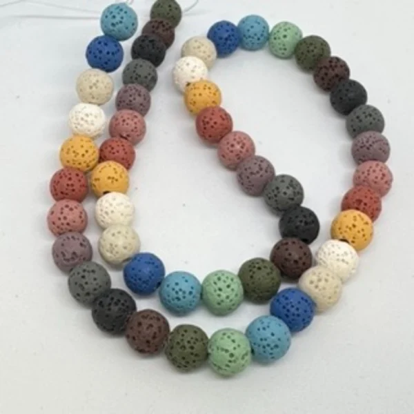 Multi Colour (dyed) Lava Rock Smooth Round Beads Approx 8mm 38cm Strand