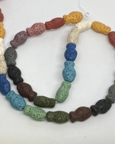 Multi Colour (dyed) Lava Rock Fish Shaped Beads Approx 8x14 - 11x21mm 38cm Strand
