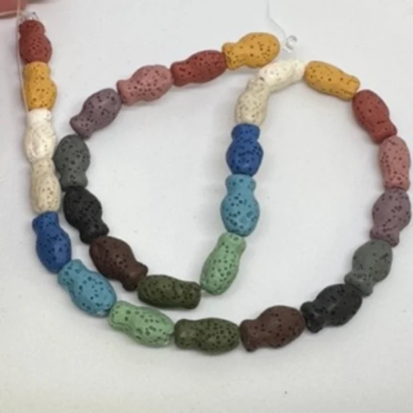 Multi Colour (dyed) Lava Rock Fish Shaped Beads Approx 8x14 - 11x21mm 38cm Strand