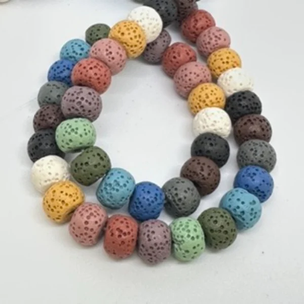 Multi Colour (dyed) Lava Rock Smooth Rondelles Approx 5 x 8mm 38cm Strand