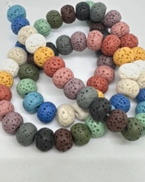Multi Colour (dyed) Lava Rock Plain Rondelle Beads Approx 7 x 10mm 38cm Strand
