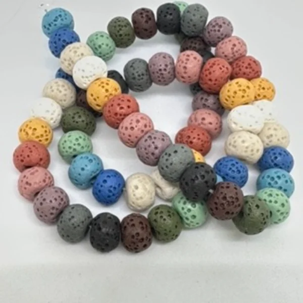 Multi Colour (dyed) Lava Rock Plain Rondelle Beads Approx 7 x 10mm 38cm Strand