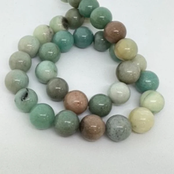 Multi Amazonite Smooth Round Beads Approx 12mm 38cm Strand