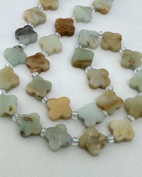 Multi Amazonite Faceted Four Leaf Clover Beads Approx 10-12mm 38cm Strand