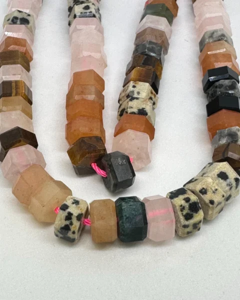 Multi Gemstone Faceted Hexagon Beads Approx 5 x 8mm 38cm Strand
