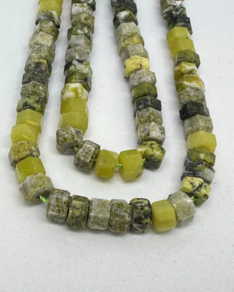 Serpentine Faceted Hexagon Beads Approx 3 x 6mm 38cm Strand