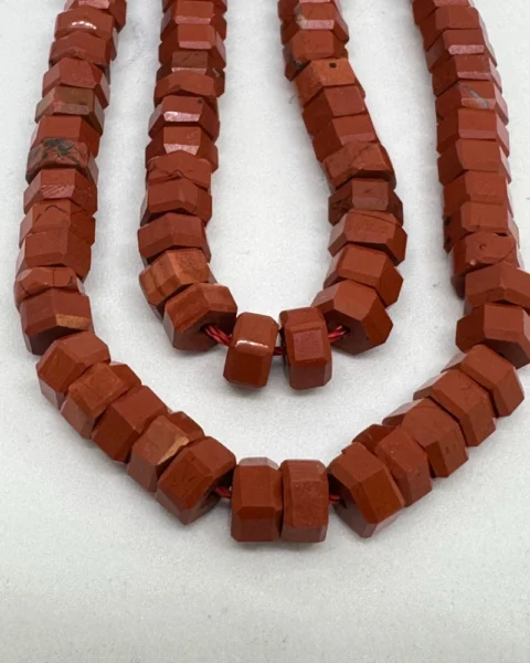 Red Jasper Faceted Hexagon Beads Approx 3 x 6mm 38cm Strand