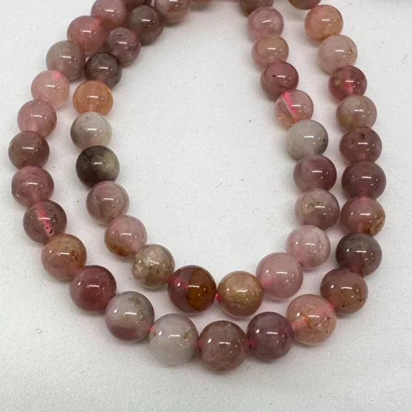 Mixed Rose Quartz ( Madagascar) Smooth Round Beads Approx 6mm 38cm Strand