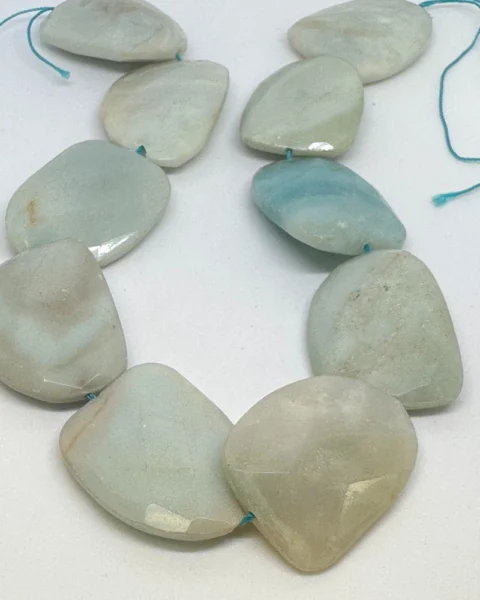 Amazonite Faceted Freeform Beads Approx 30 x 40mm 38cm Strand