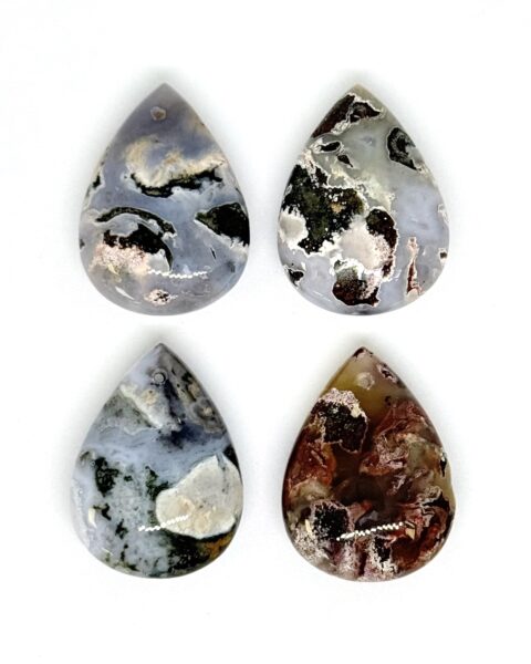 Fancy Moss Agate Drop Approx 30 x 20mm Top Drilled 1pc