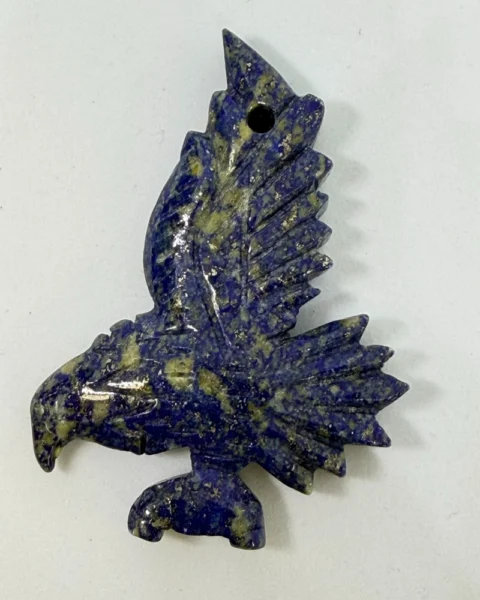 Lapis Lazuli Carved Eagle with 5mm Drill Hole Approx 6.5cm x 4.5cm