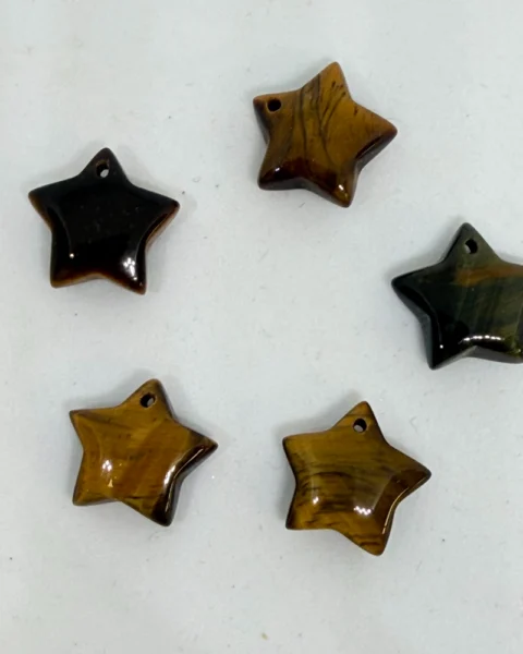 Tigers Eye Star Top Drilled Beads Approx 15mm 5pc pack
