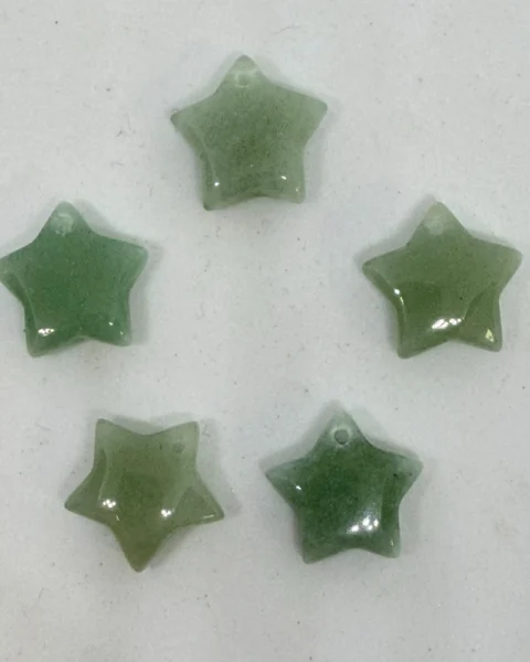 Green Aventurine Star Top Drilled Beads Approx 15mm 5pc pack