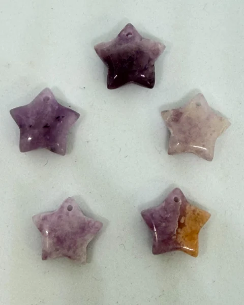 Lepidolite Star Top Drilled Beads Approx 15mm 5pc pack