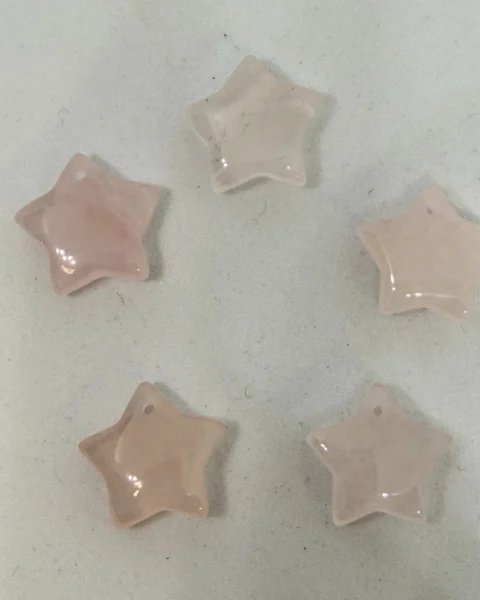 Rose Quartz Star Top Drilled Beads Approx 15mm 5pc pack
