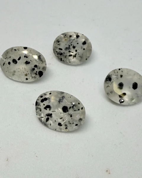 Included Spotty Quartz ( Mica Inclusions) Faceted Oval Approx 12 x 10mm 1pc