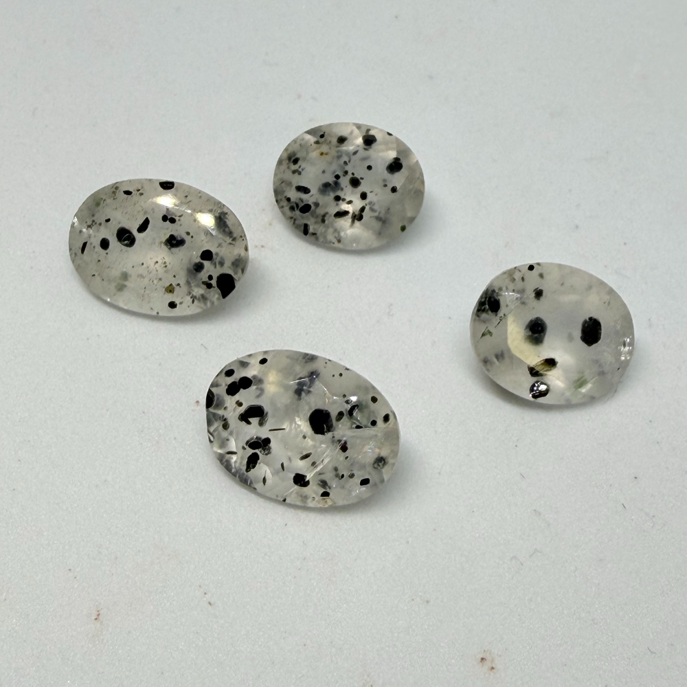 Included Spotty Quartz ( Mica Inclusions) Faceted Oval Approx 12 x 10mm 1pc