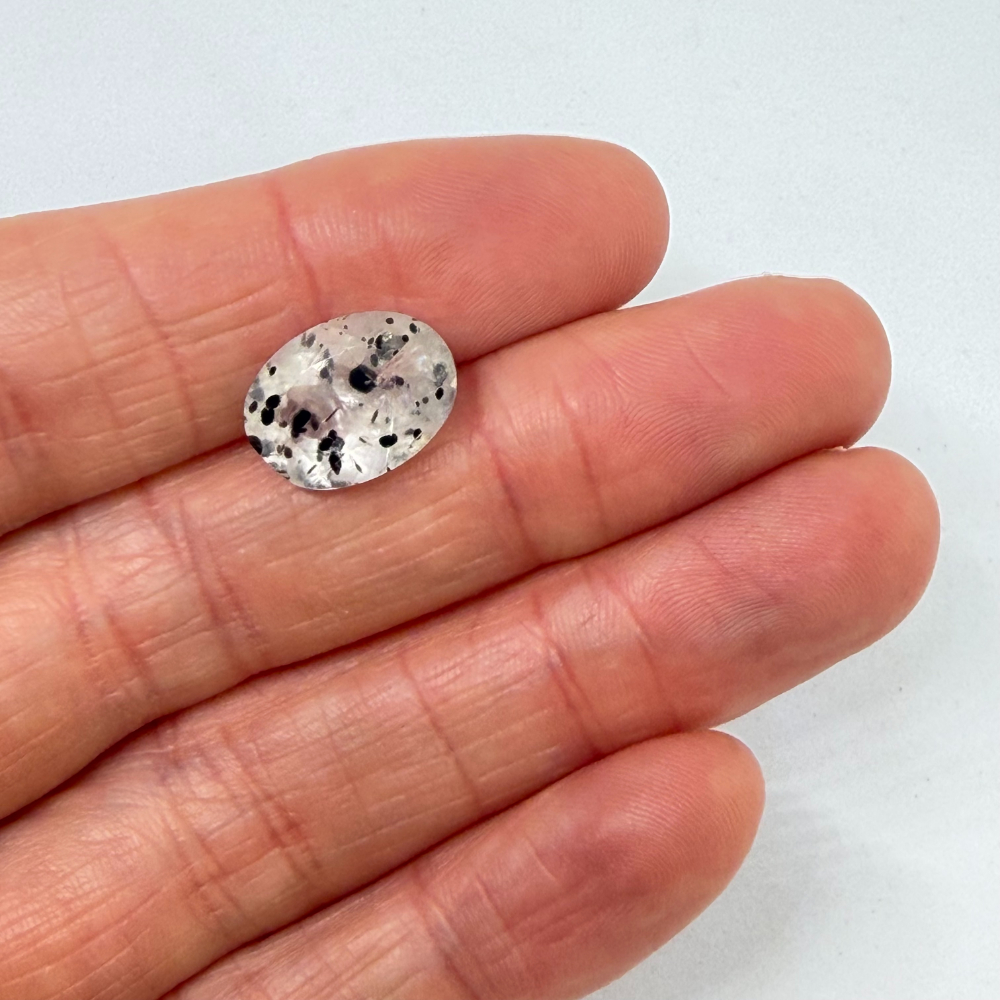 Included Spotty Quartz ( Mica Inclusions) Faceted Oval Approx 12 x 10mm 1pc - Image 2