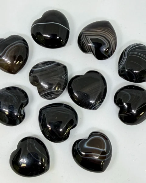 Black Striped Agate ( dyed) Heart Approx 2mm 1pc