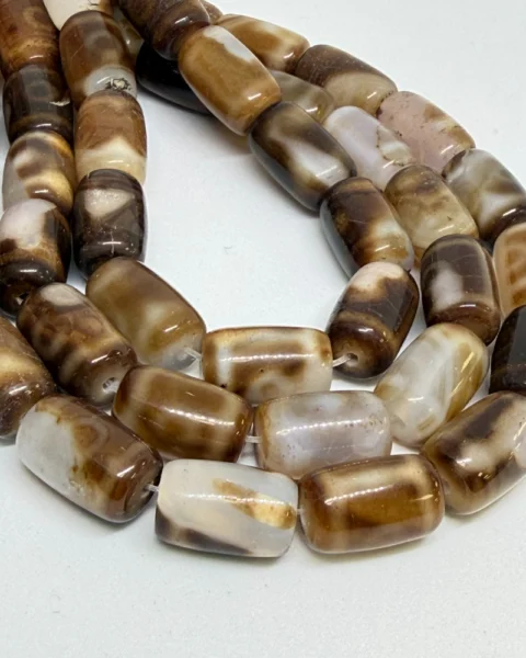 Coffee Coloured (dyed) Agate Smooth Drum Beads Approx 10 x 15mm 38cm Strand