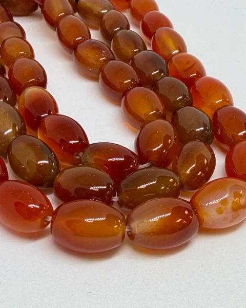 Red Striped (dyed) Agate Smooth Rice Beads Approx 10 x 14mm 38cm Strand