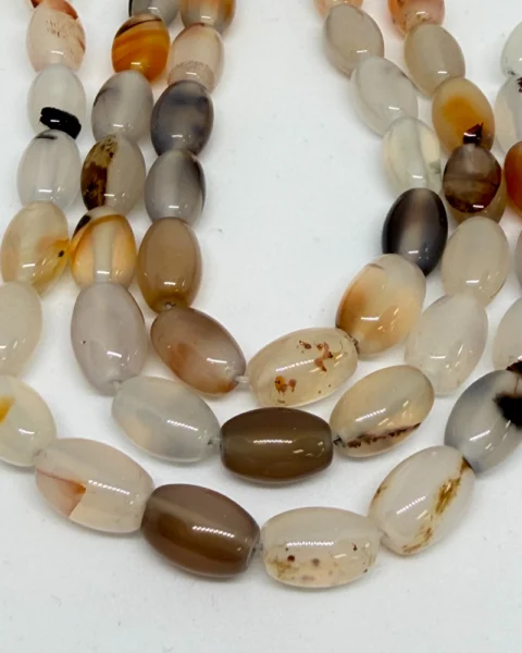 Natural Coloured Agate Smooth Rice Beads Approx 8 x 12mm 38cm Strand