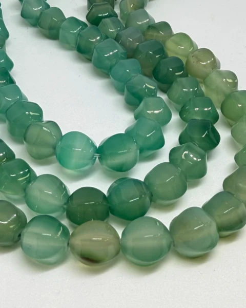 Green (dyed) Agate Hexagonal Beads Approx 10mm 38cm Strand