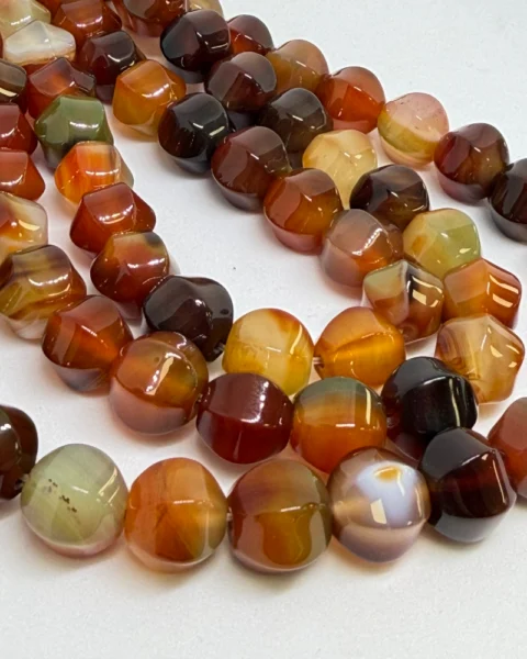 Multi Coloured (dyed) Agate Hexagonal Beads Approx 10mm 38cm Strand