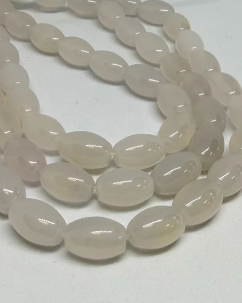 White (dyed) Agate Smooth Rice Beads Approx 8 x 12mm 38cm Strand
