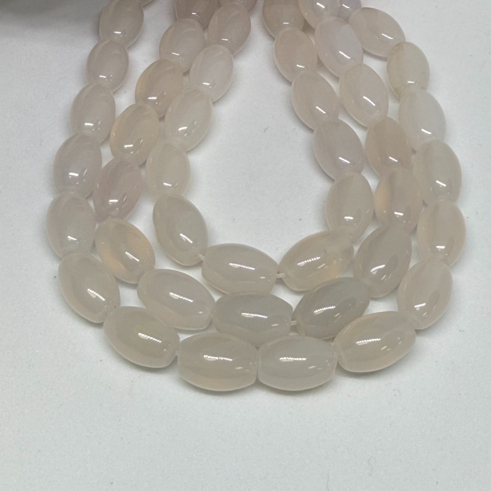 White (dyed) Agate Smooth Rice Beads Approx 8 x 12mm 38cm Strand - Image 2