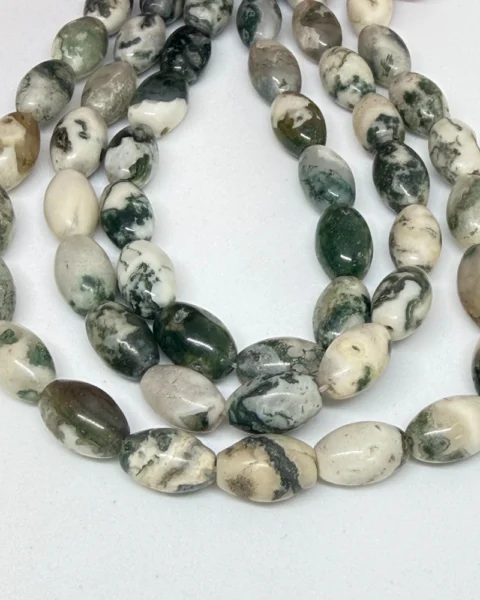 Tree Agate Smooth Rice Beads Approx 8 x 12mm 38cm Strand
