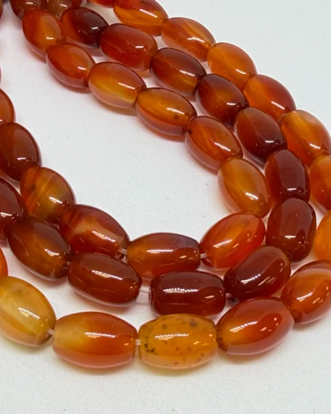 Red Striped ( dyed) Agate Smooth Rice Beads Approx 8 x 12mm 38cm Strand