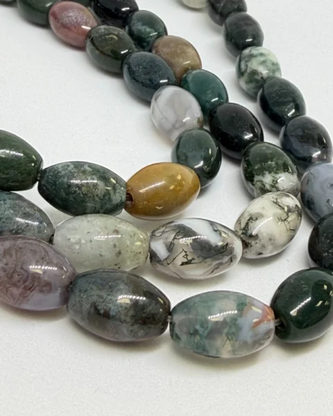 Fancy Jasper Smooth Rice Beads Approx 8 x 12mm 38cm Strand