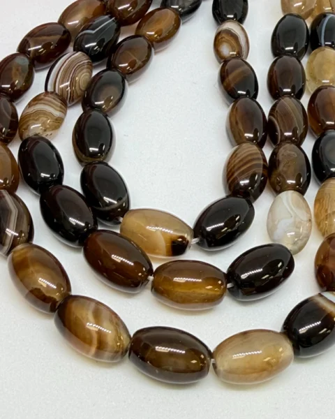 Striped (dyed) Agate Smooth Drum Beads  Approx 10 x 15mm 38cm Strand